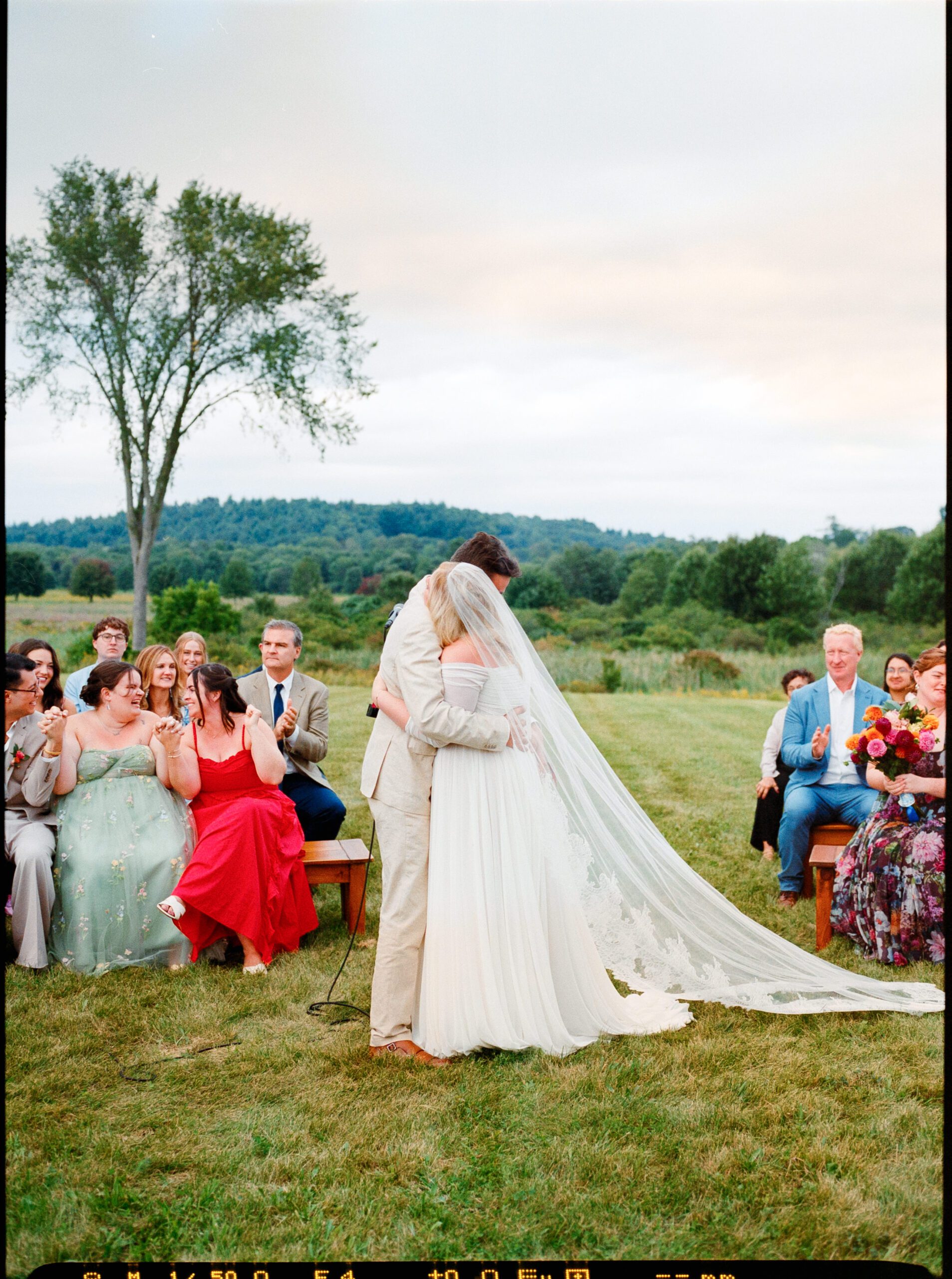 Colorful backyard wedding in New England on film