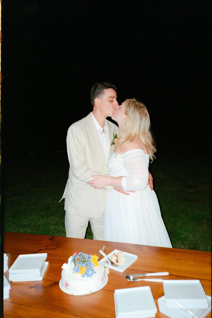 Massachusetts summer wedding on film photographer flash photography